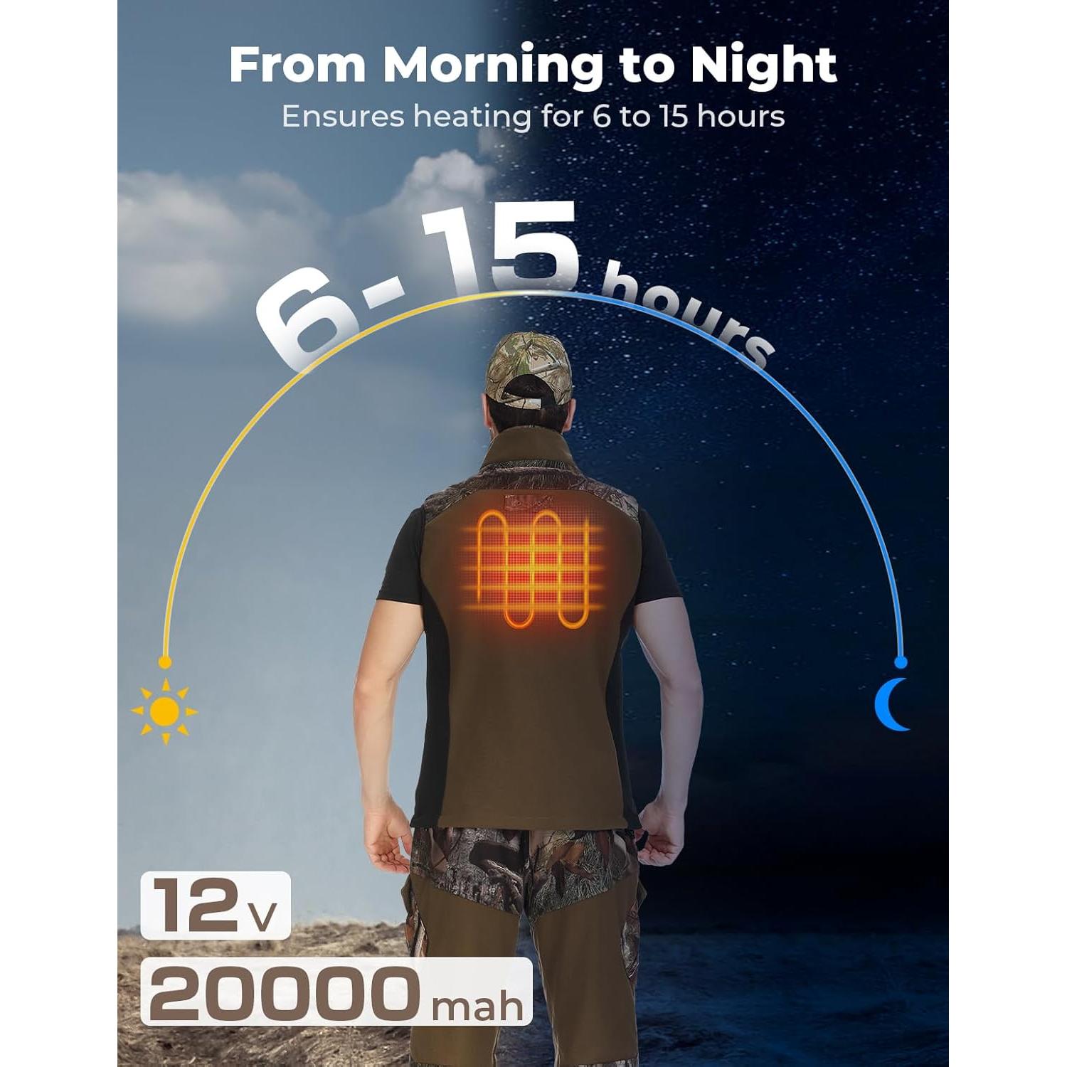 Chaleco Térmico KEMIMOTO Camo para Hombres 12V 20000mAh