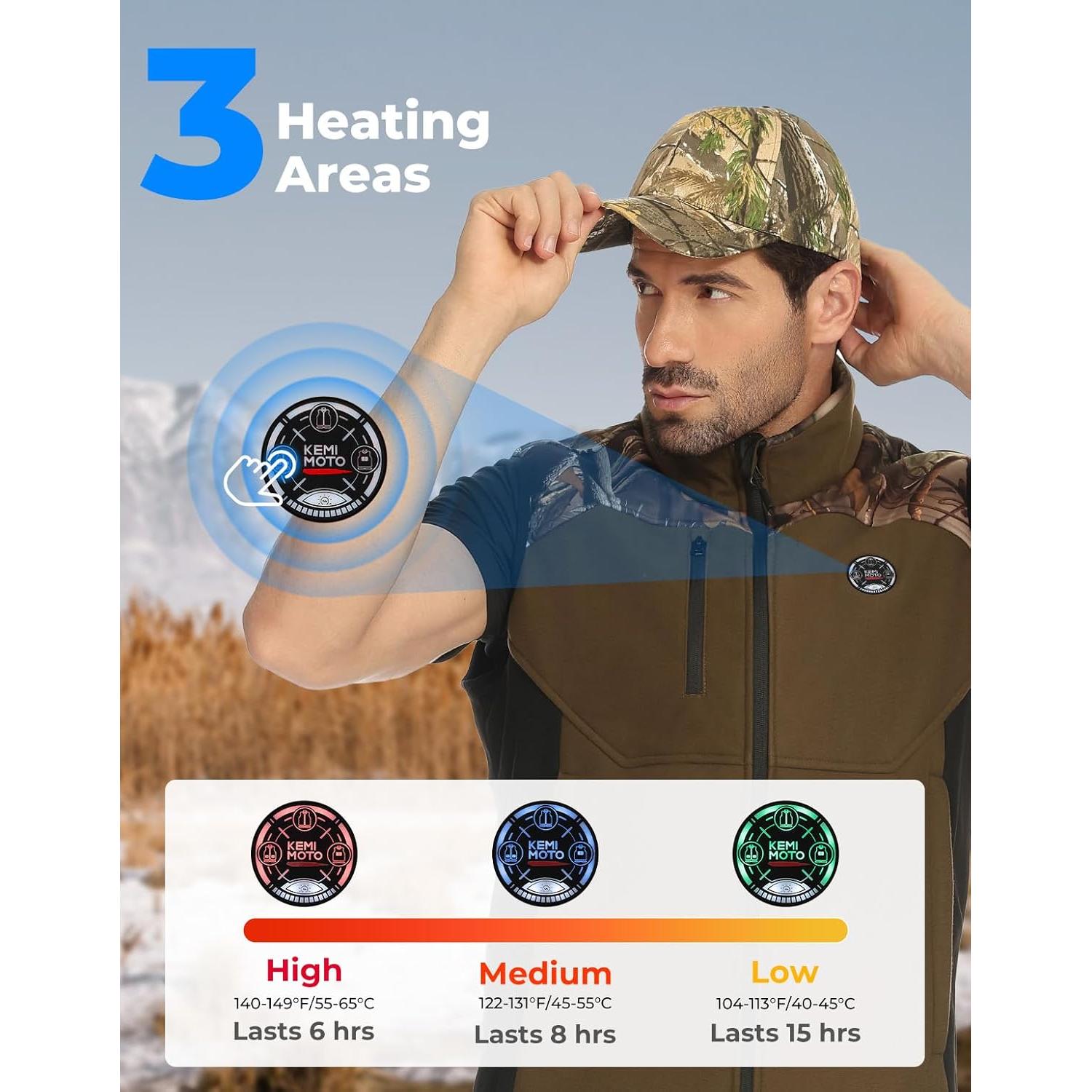 Chaleco Térmico KEMIMOTO Camo para Hombres 12V 20000mAh