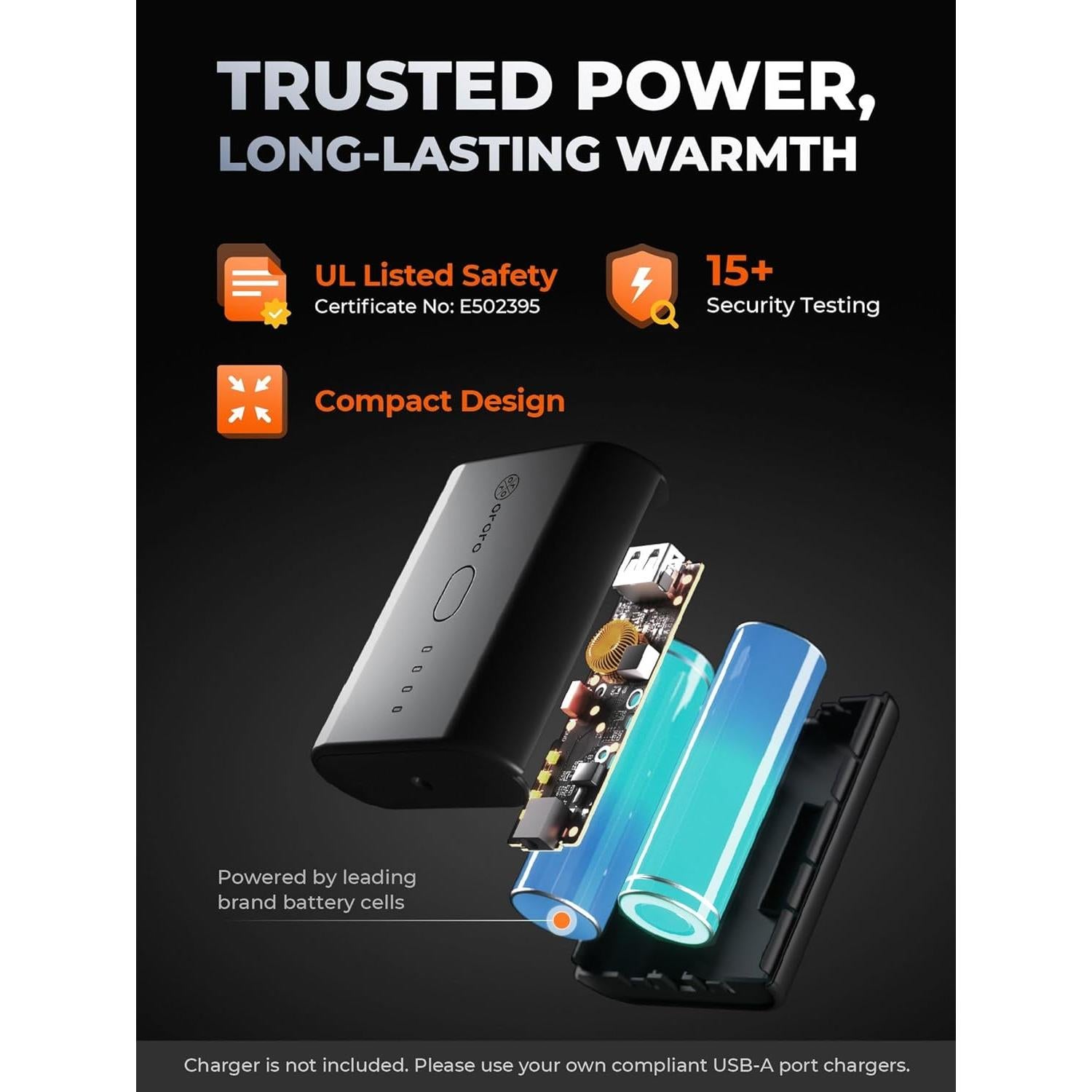 Chaleco Acolchado Calentado ORORO para Hombre Mediano Negro