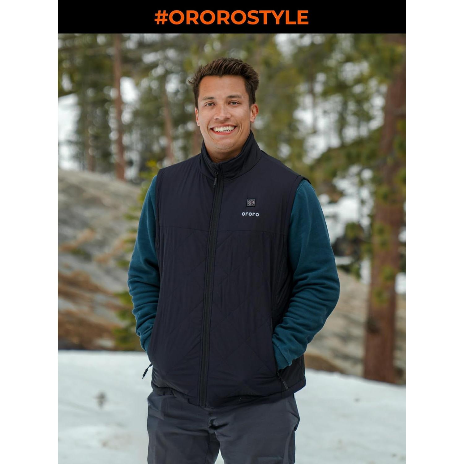 Chaleco Acolchado Calentado ORORO para Hombre Mediano Negro