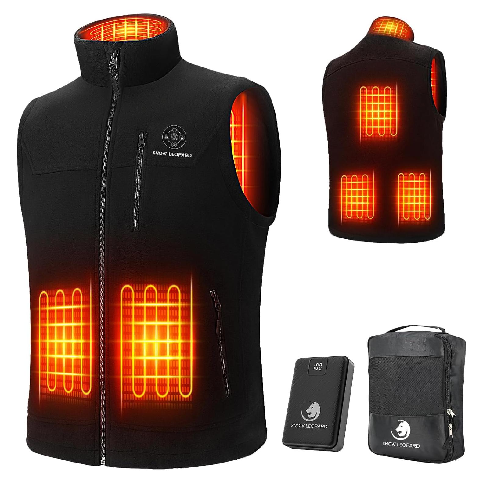 Chaleco Térmico SNOW LEOPARD Hombre 7.4V Negro Grande