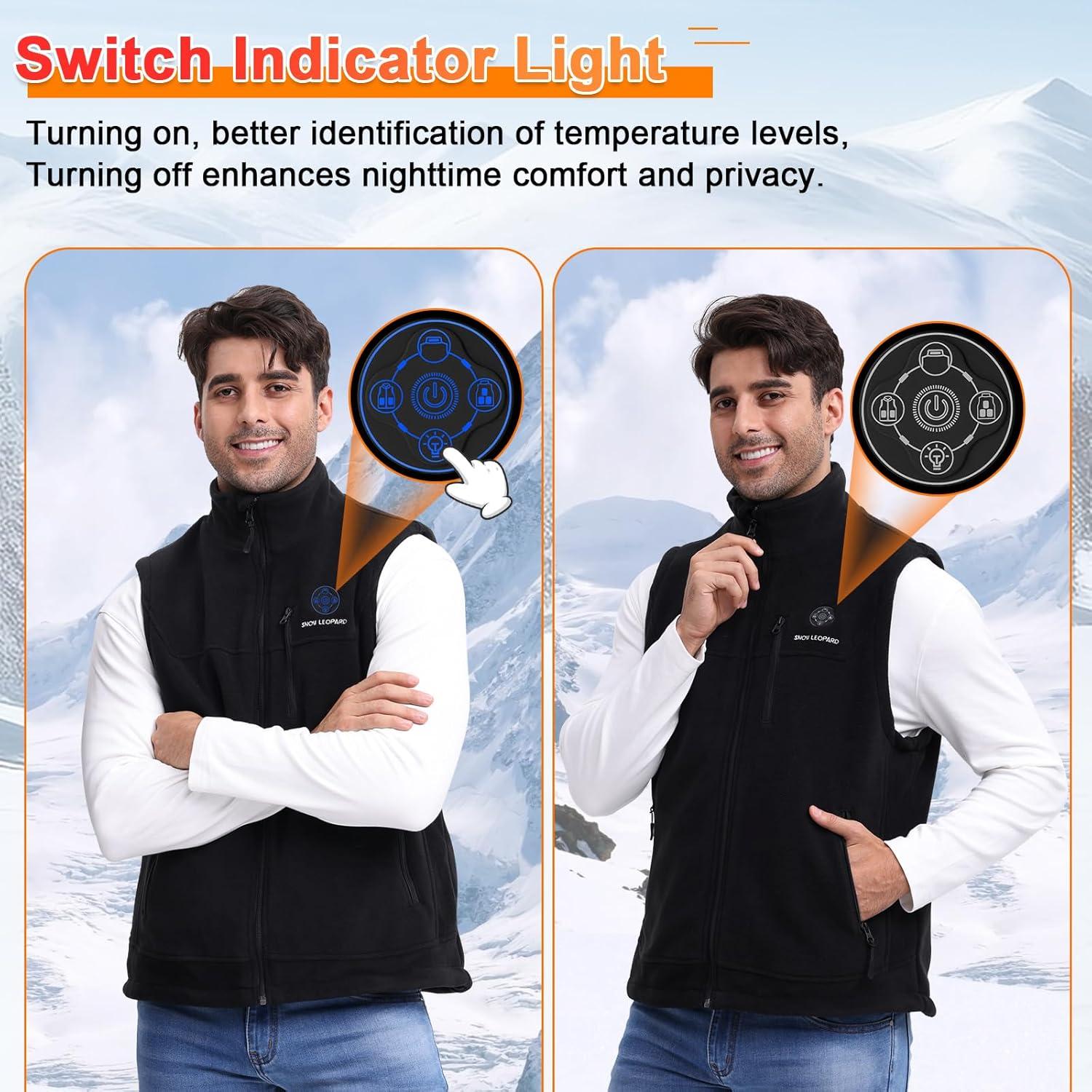 Chaleco Térmico SNOW LEOPARD Hombre 7.4V Negro Grande