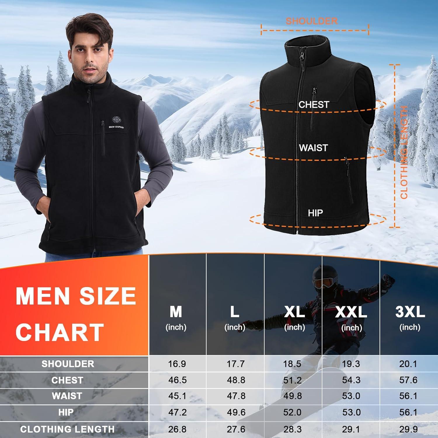 Chaleco Térmico SNOW LEOPARD Hombre 7.4V Negro Grande