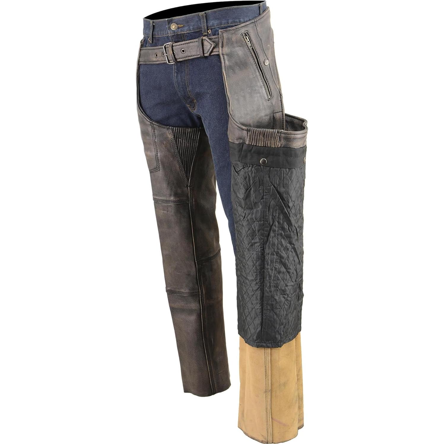 Chaps de Cuero Milwaukee para Hombre 3X Grande Marrón