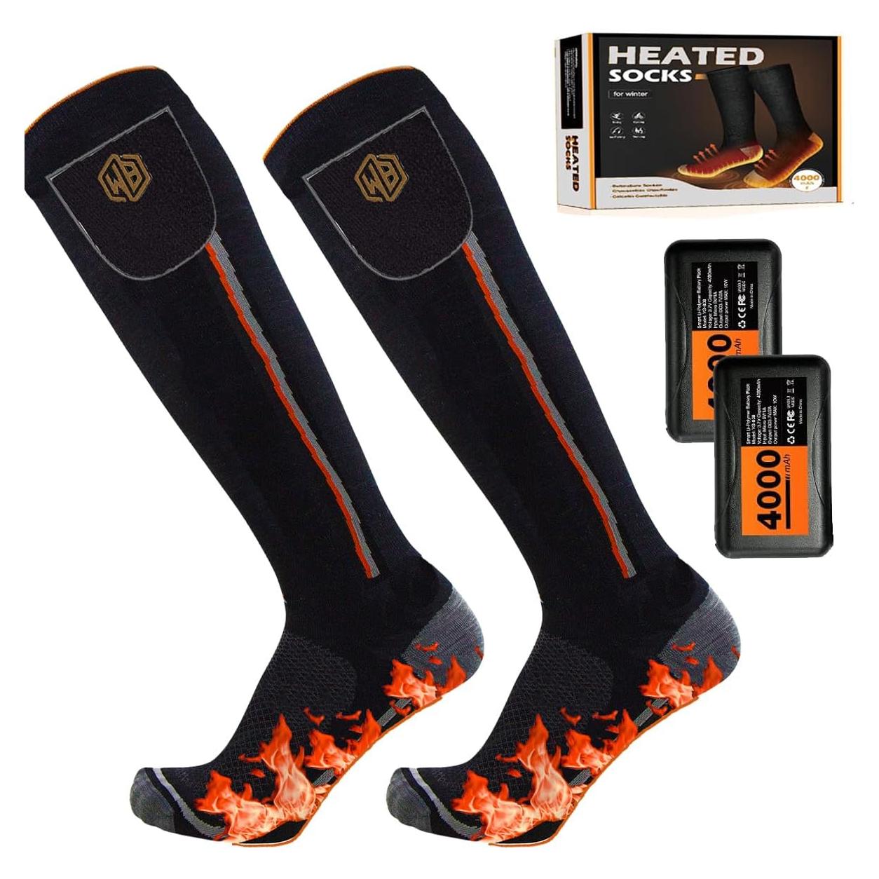 Calcetines Calentables WISSBLUE para Esquí y Camping - Rojo