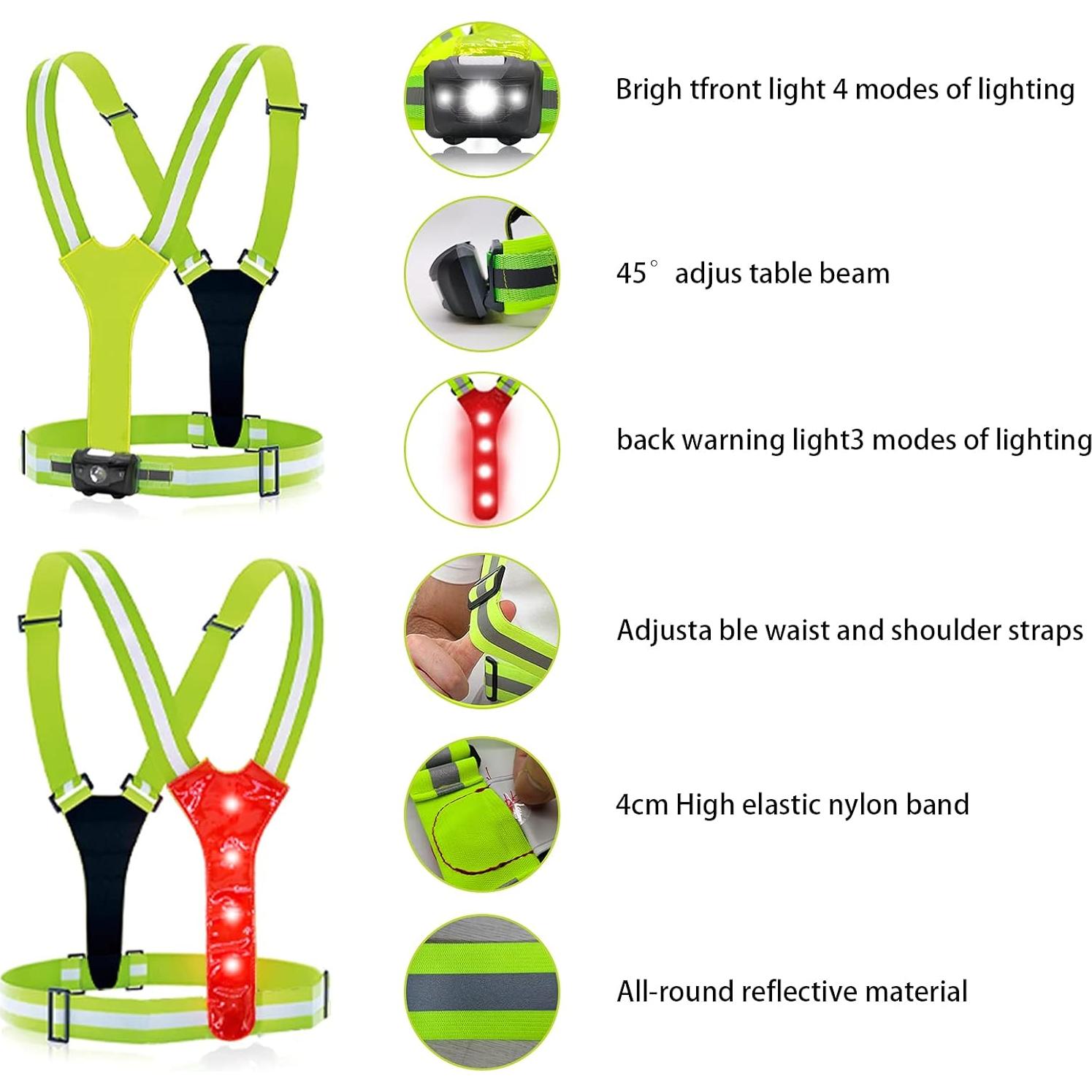 Conjunto de Seguridad LED rnairni: Chaleco, Brazaletes y Bolsa