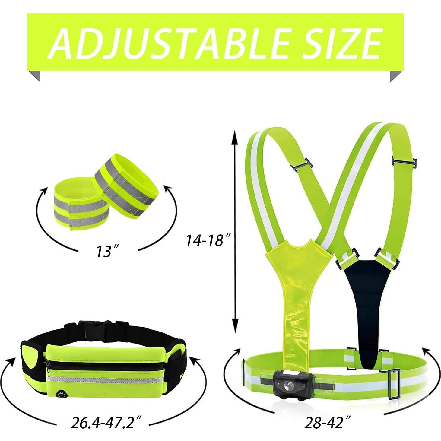 Conjunto de Seguridad LED rnairni: Chaleco, Brazaletes y Bolsa