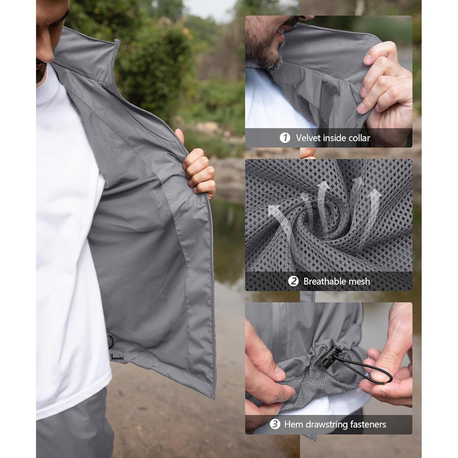 Traje de Lluvia ZITY Unisex Impermeable Ligero con Capucha