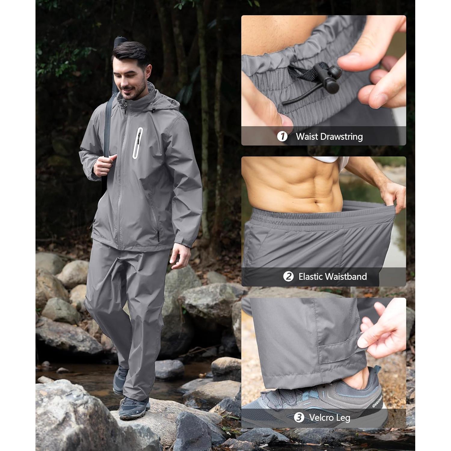 Traje de Lluvia ZITY Unisex Impermeable Ligero con Capucha