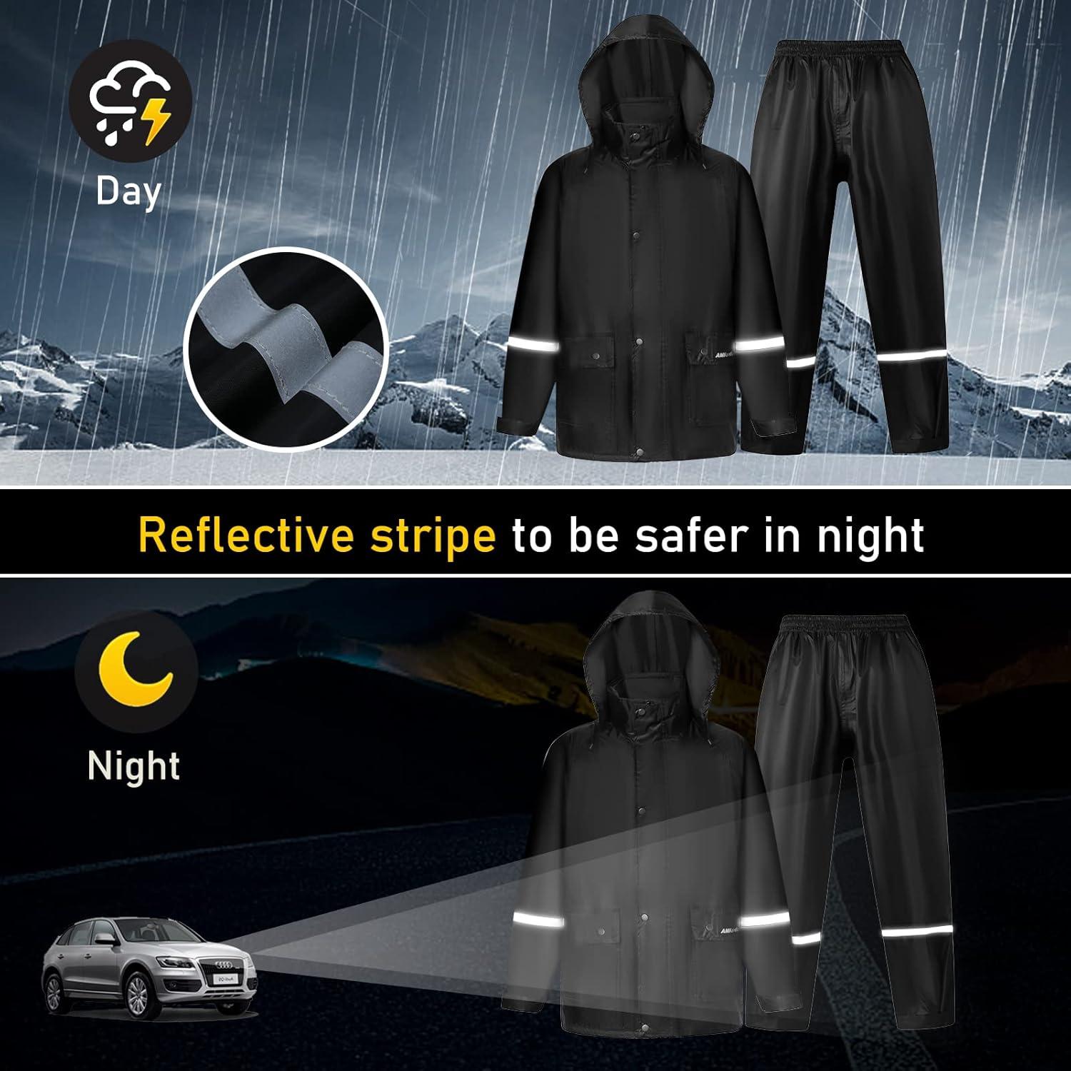 Traje de Lluvia Impermeable para Hombre AMKsedom HB-01 Negro