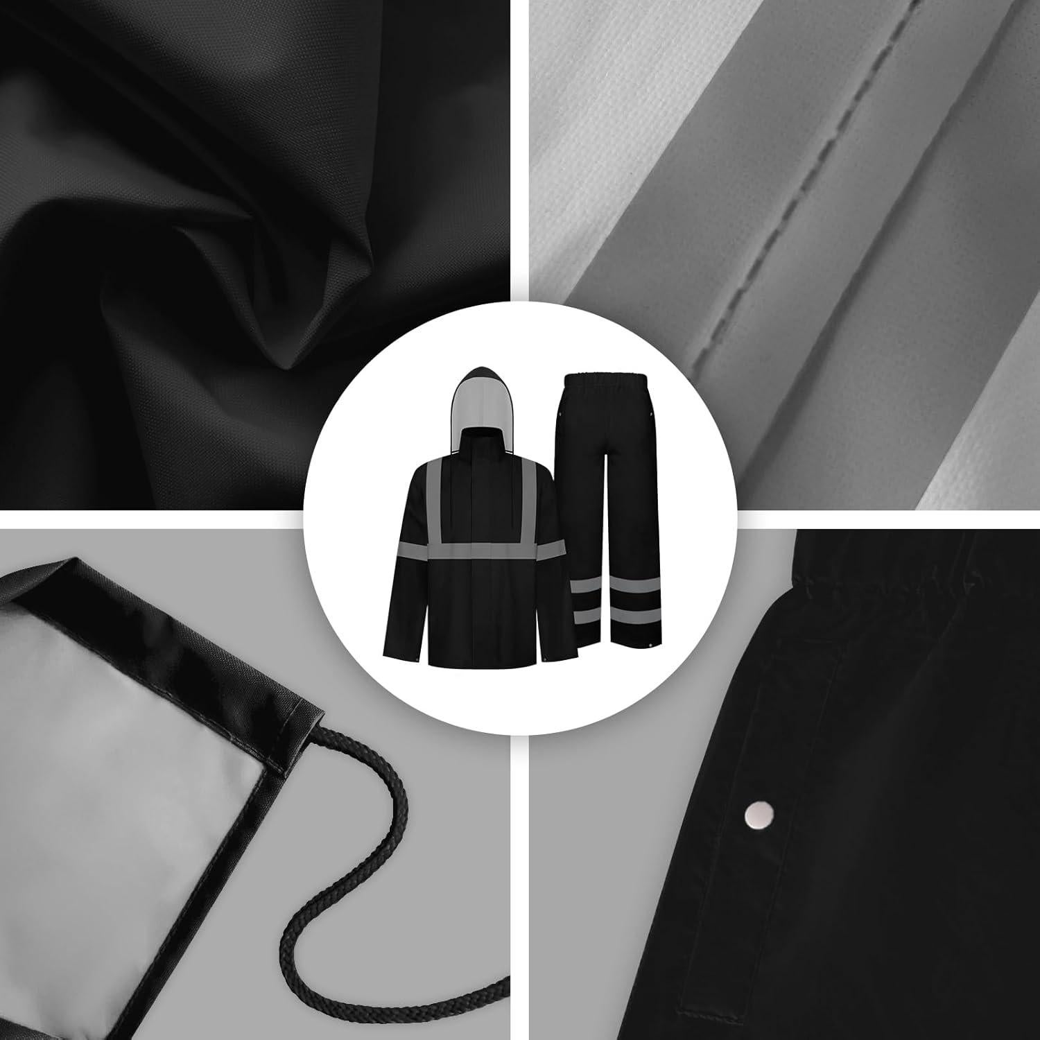 Traje de Lluvia TCCFCCT Hi Vis Impermeable L-XL Negro