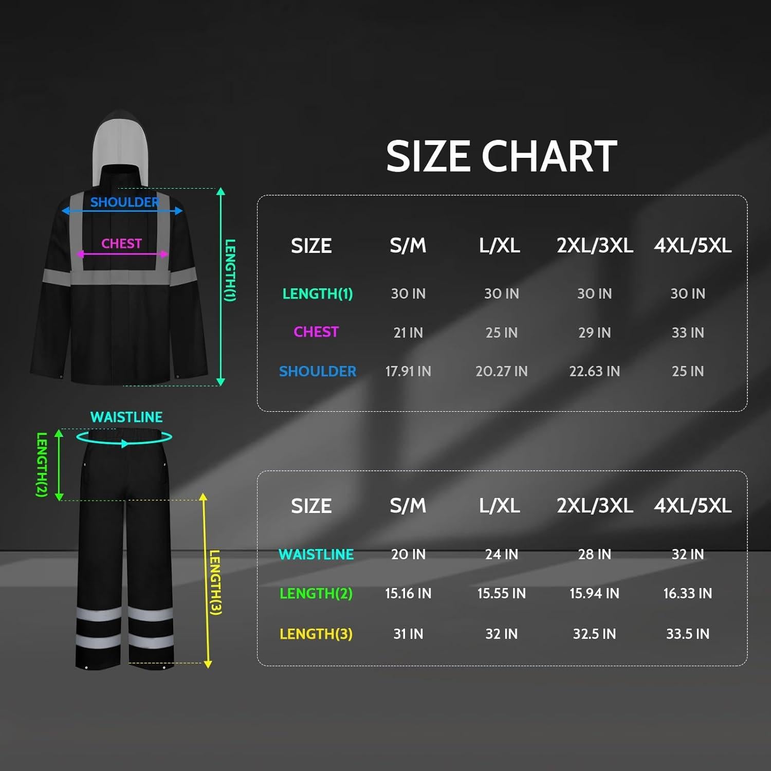 Traje de Lluvia TCCFCCT Hi Vis Impermeable L-XL Negro