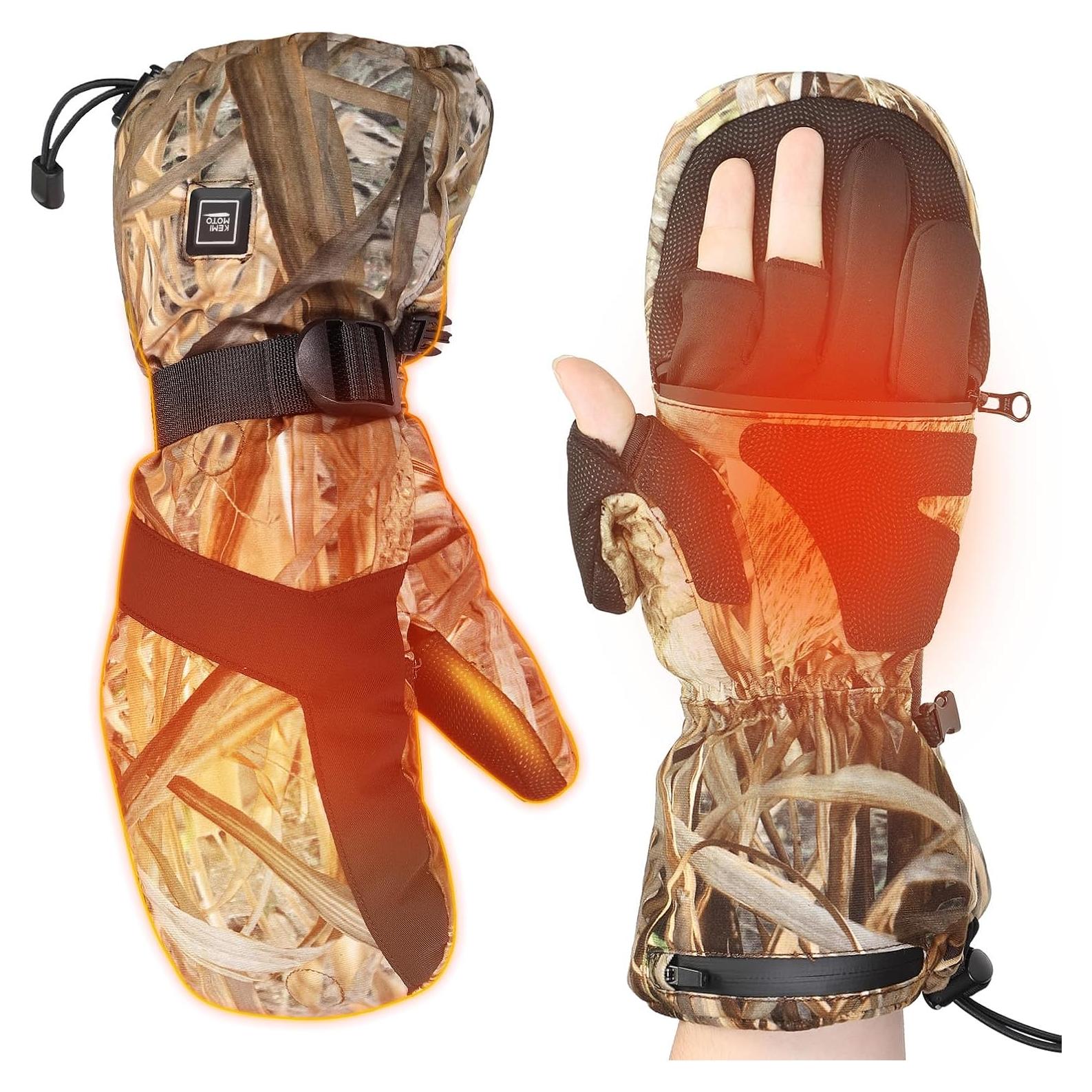 Guantes de Caza Calentados KEMIMOTO Camo Recargables Talla Grande