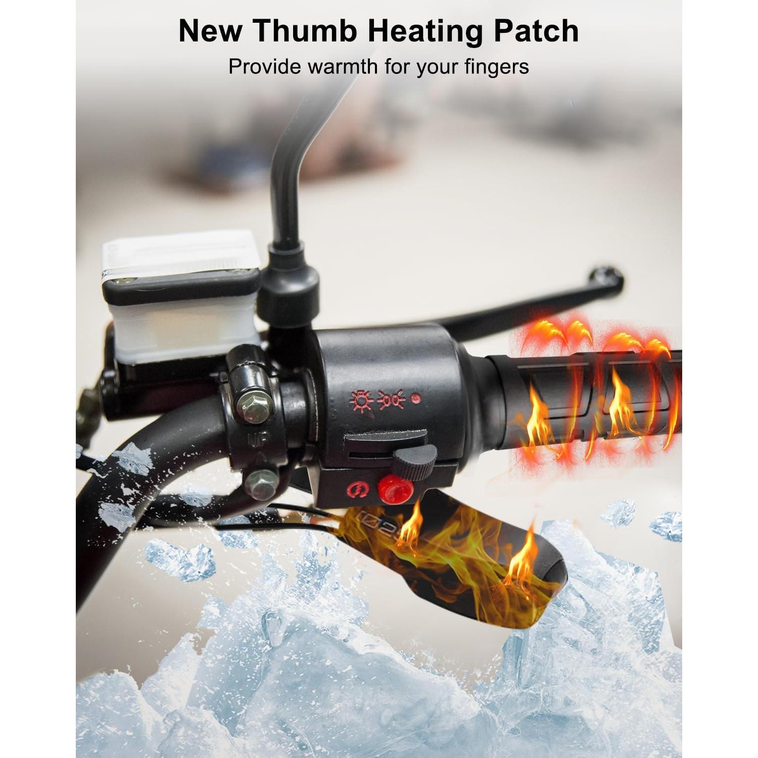 Empuñaduras Calentadas NTSUMI ATV 12V 7/8" (22mm) con Calentador de Pulgar