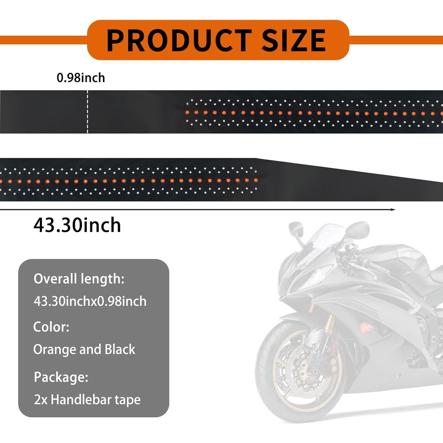 Agarre de Manillar Antideslizante YGDMD 110cm Negro y Naranja