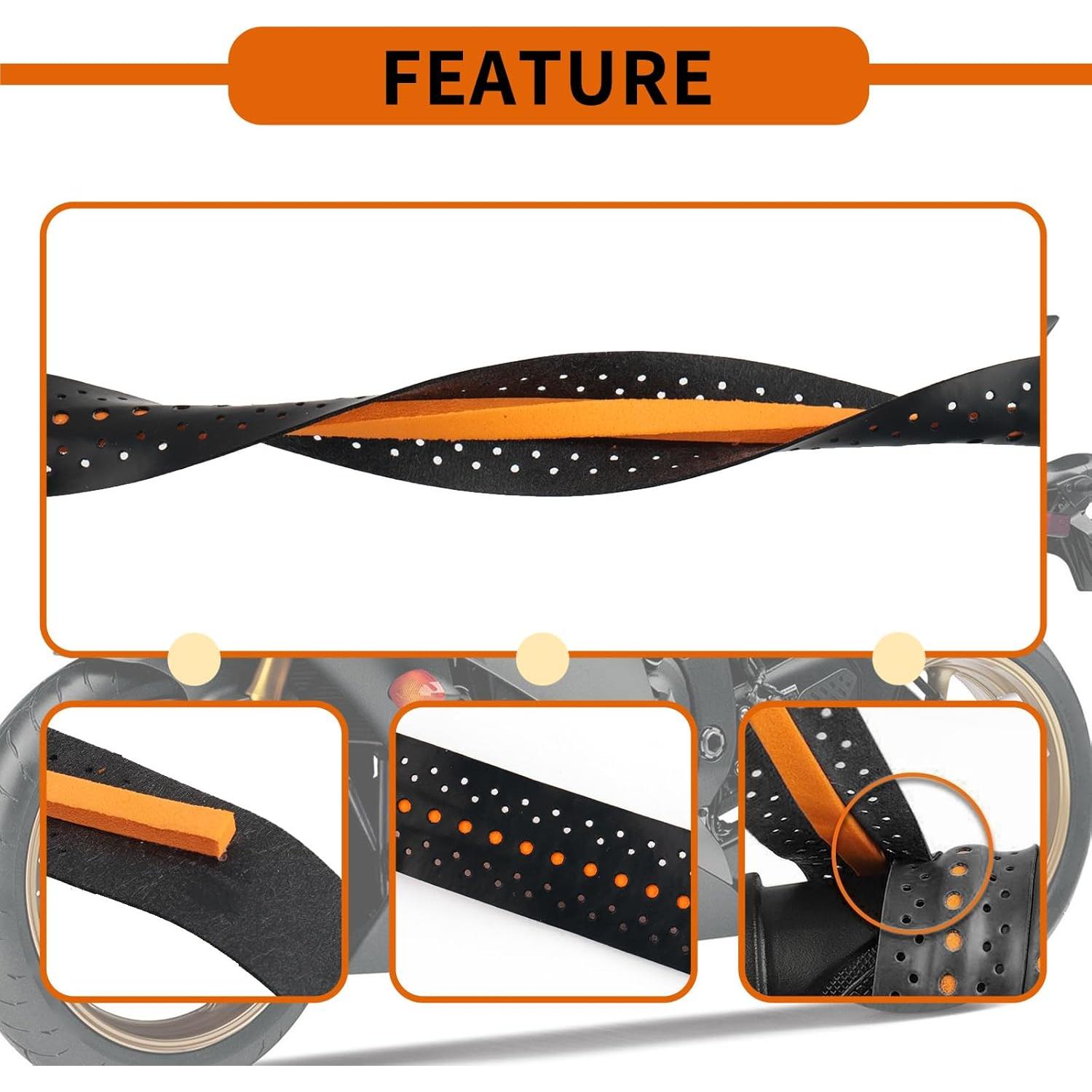 Agarre de Manillar Antideslizante YGDMD 110cm Negro y Naranja