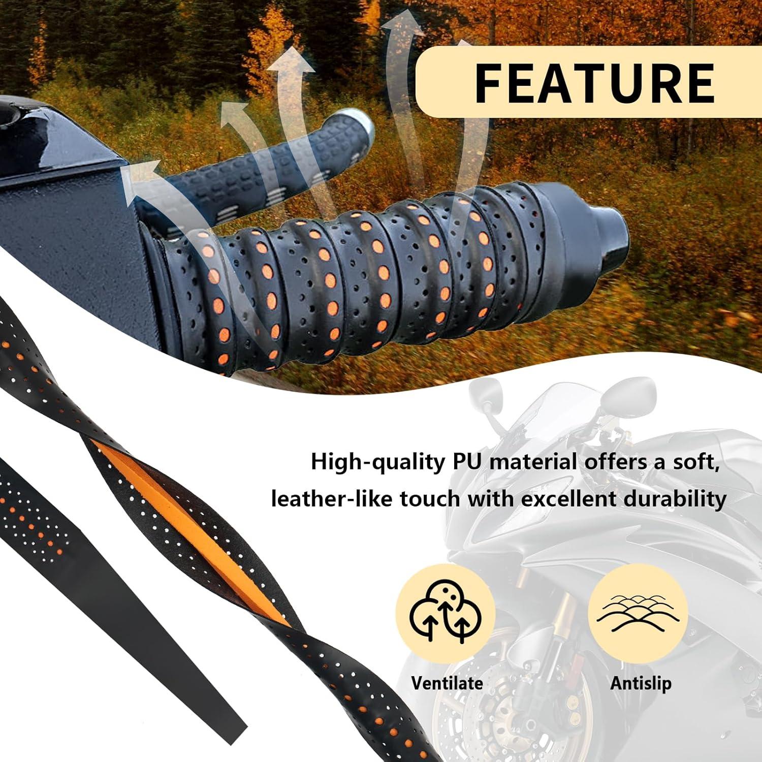 Agarre de Manillar Antideslizante YGDMD 110cm Negro y Naranja