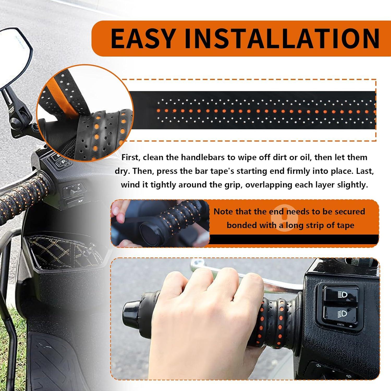 Agarre de Manillar Antideslizante YGDMD 110cm Negro y Naranja