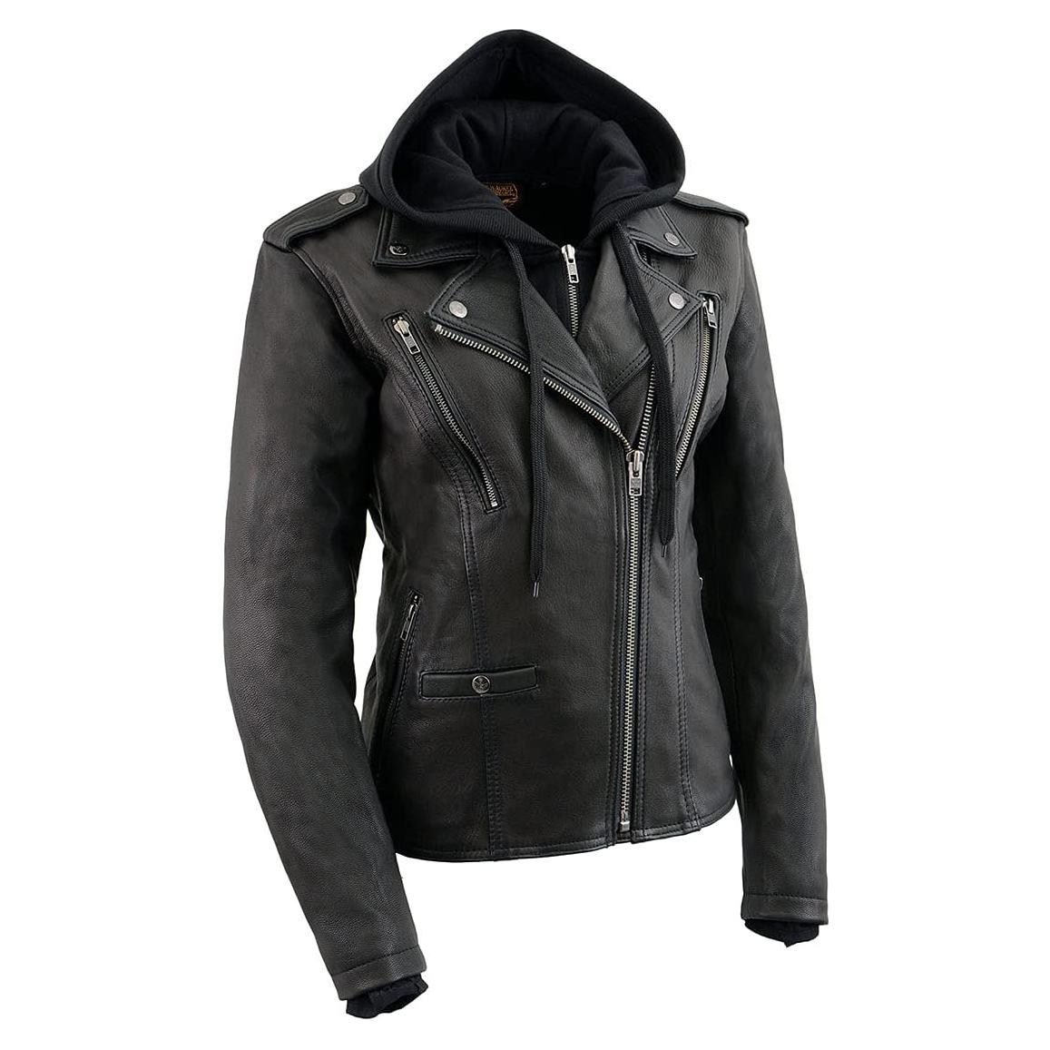 Chaqueta de Motocicleta de Cuero Milwaukee Leather para Mujeres 5X