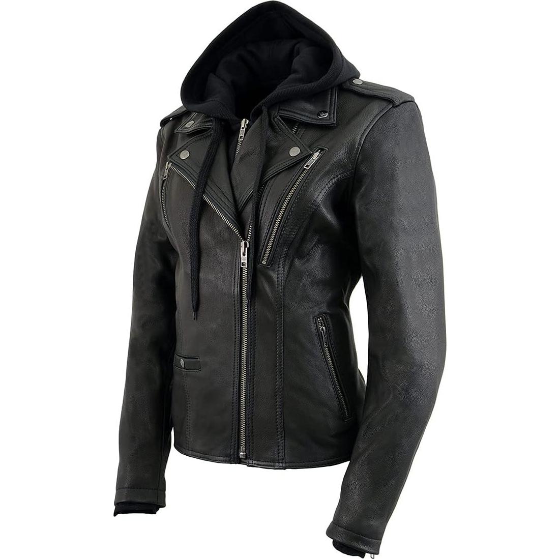 Chaqueta de Motocicleta de Cuero Milwaukee Leather para Mujeres 5X