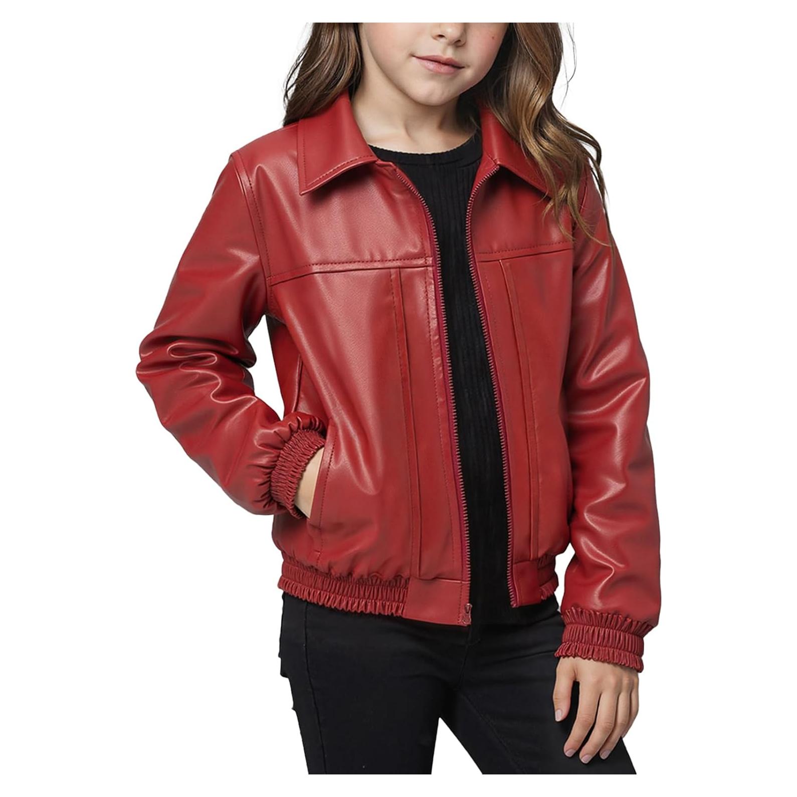 Chaqueta de Cuero Sintético Noomelfish para Niñas 7-8 Años