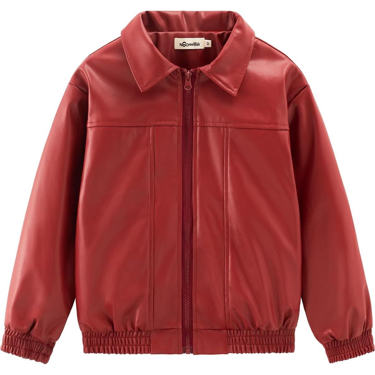 Chaqueta de Cuero Sintético Noomelfish para Niñas 7-8 Años