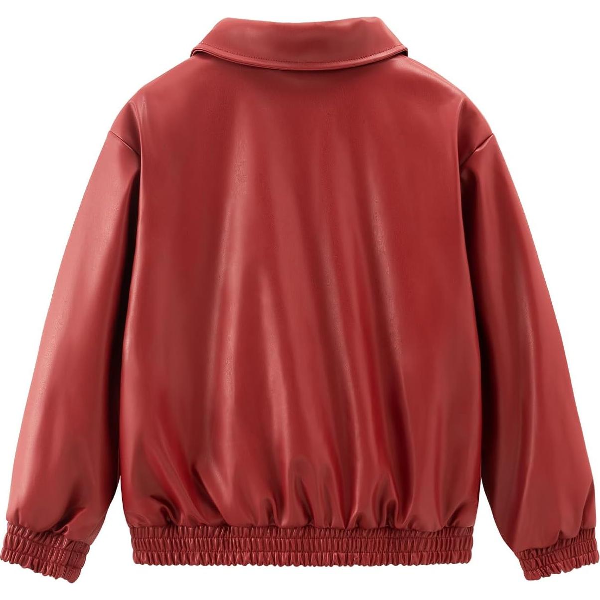 Chaqueta de Cuero Sintético Noomelfish para Niñas 7-8 Años