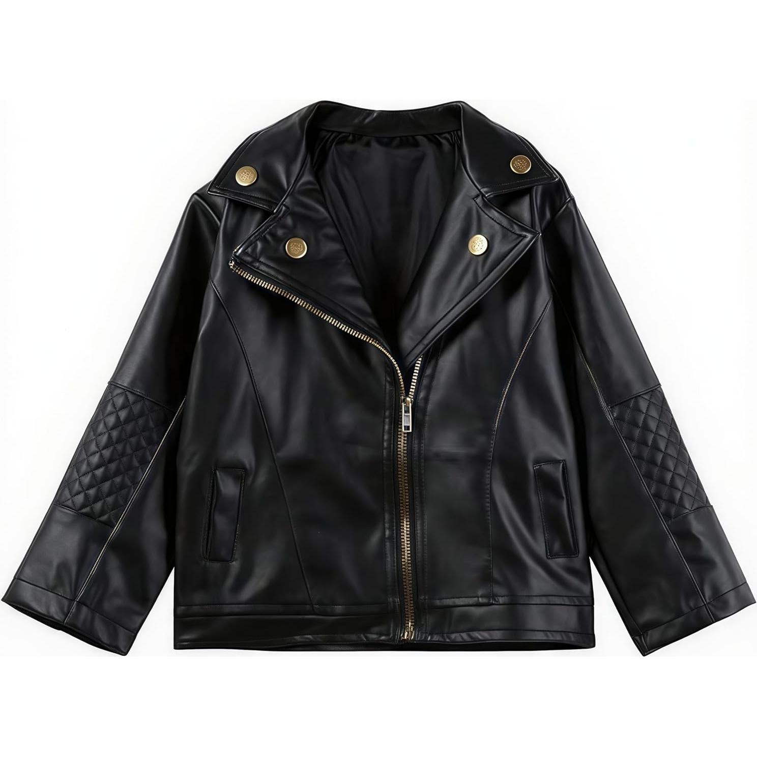 Chaqueta de Cuero Sintético Unisex para Niños 4T Negra