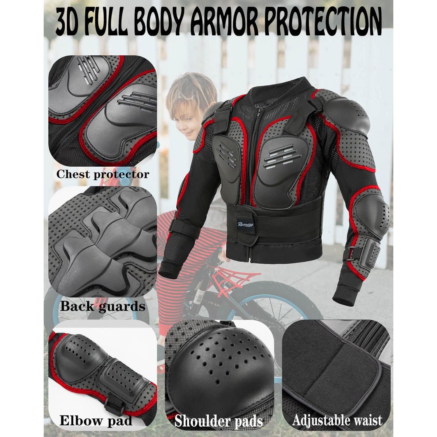 Chaqueta de Motocicleta para Niños - Protección Juvenil Rojo