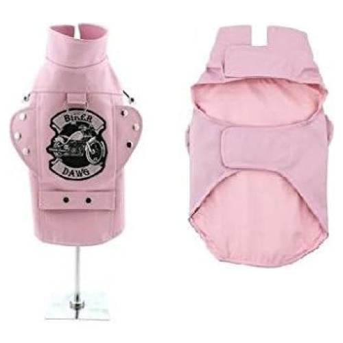 Chaqueta Arnés de Moto Biker Dawg Doggie Design Piel Sintética Rosa