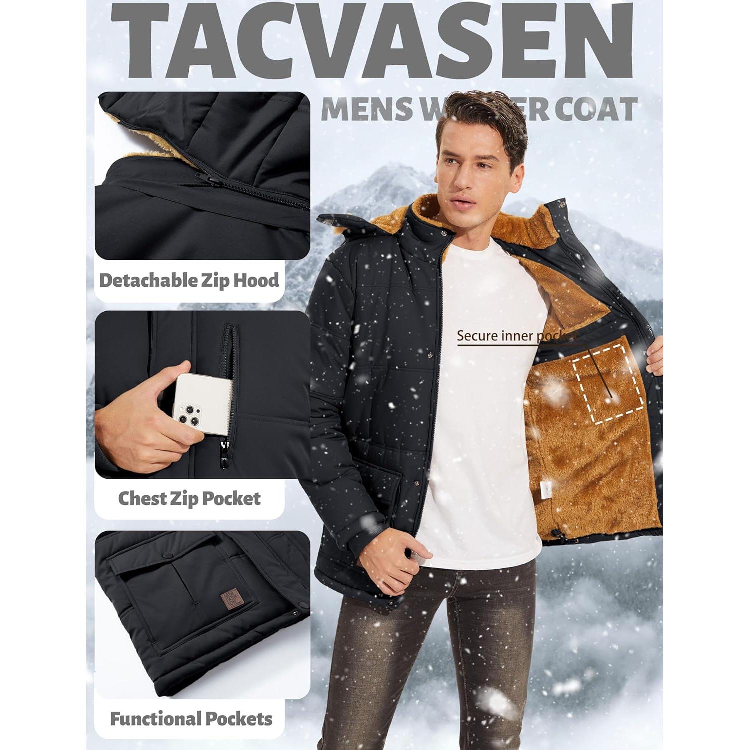 Chaqueta de Invierno TACVASEN para Hombre con Capucha