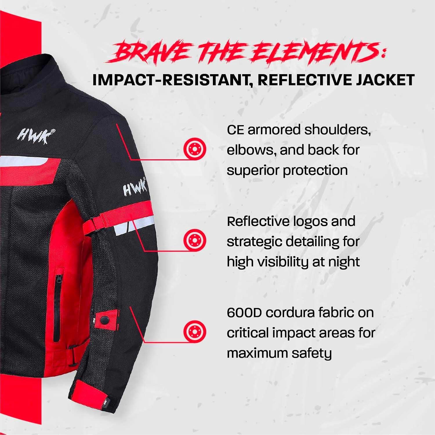 Chaqueta de motocicleta HWK Malla Transpirable Rojo Mediano