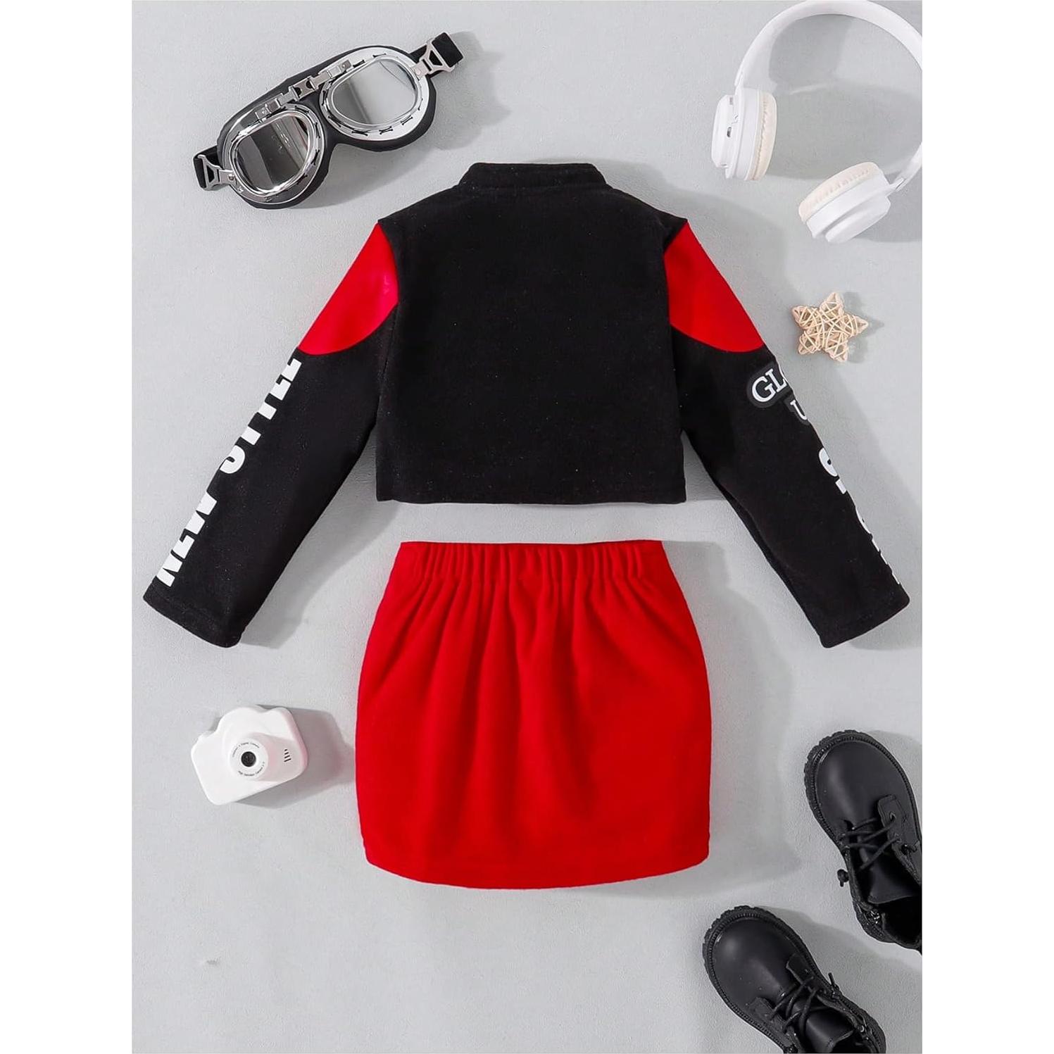 Conjunto 3 Piezas Niña 6 Años Chaqueta y Falda Motocicleta