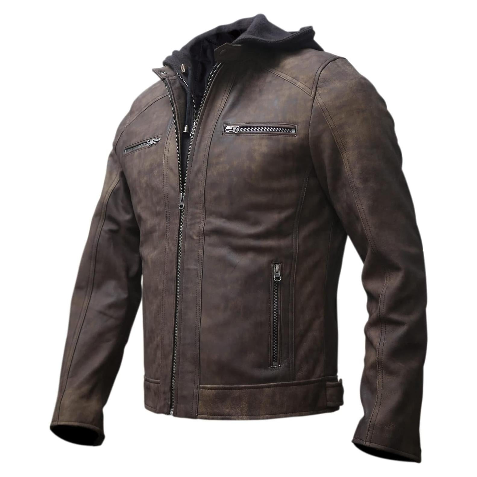 Chaqueta de motocicleta de cuero Artistry Leather marrón X-Pequeño