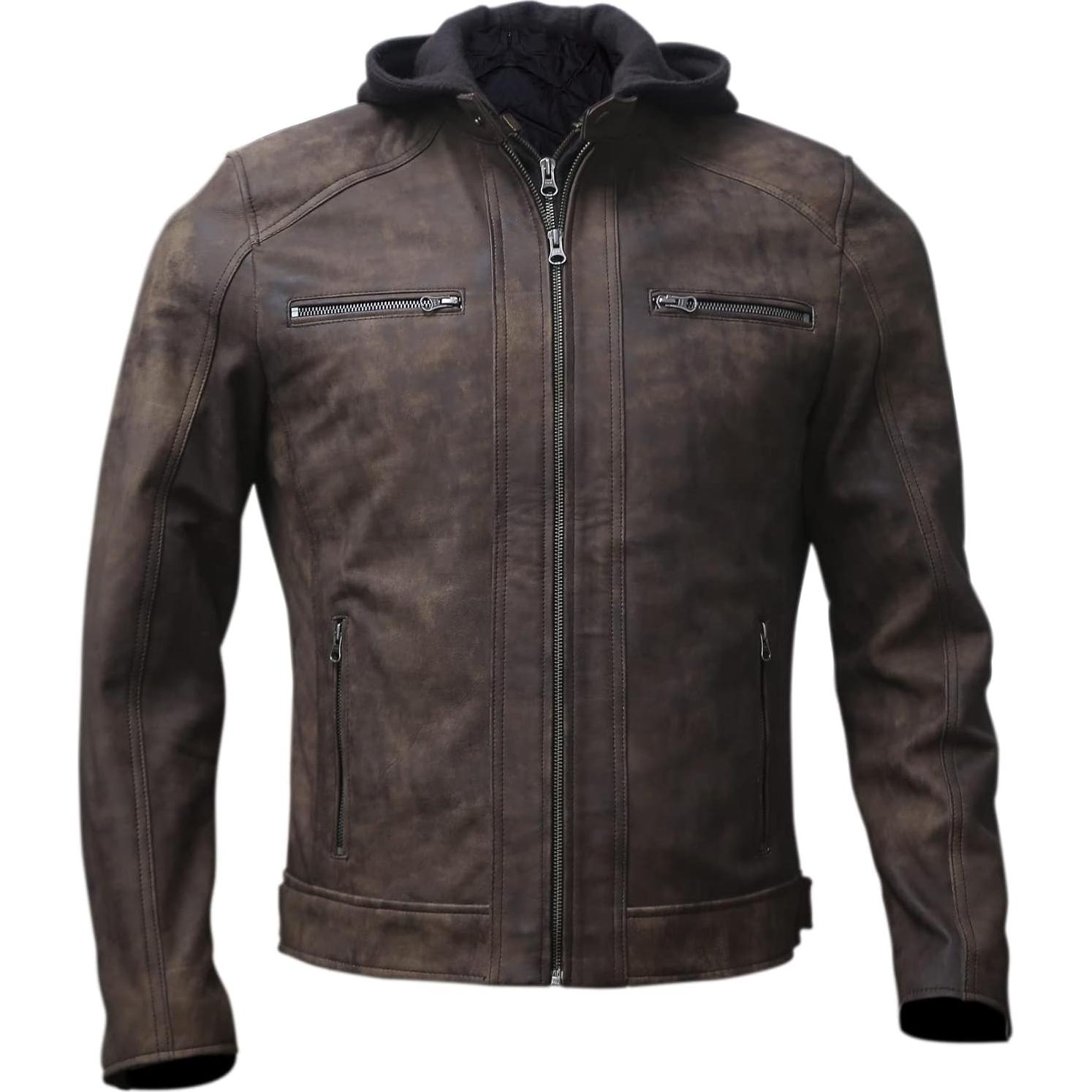 Chaqueta de motocicleta de cuero Artistry Leather marrón X-Pequeño
