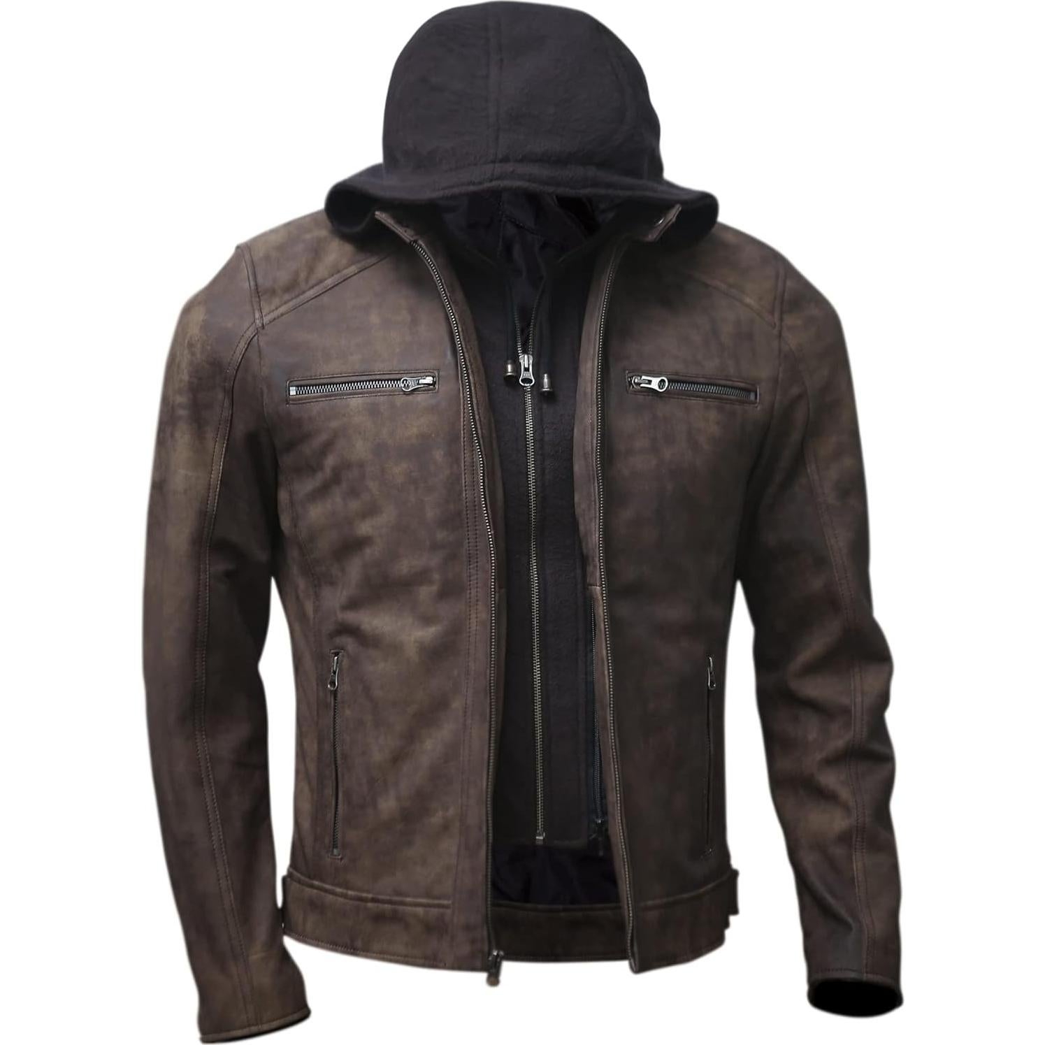Chaqueta de motocicleta de cuero Artistry Leather marrón X-Pequeño
