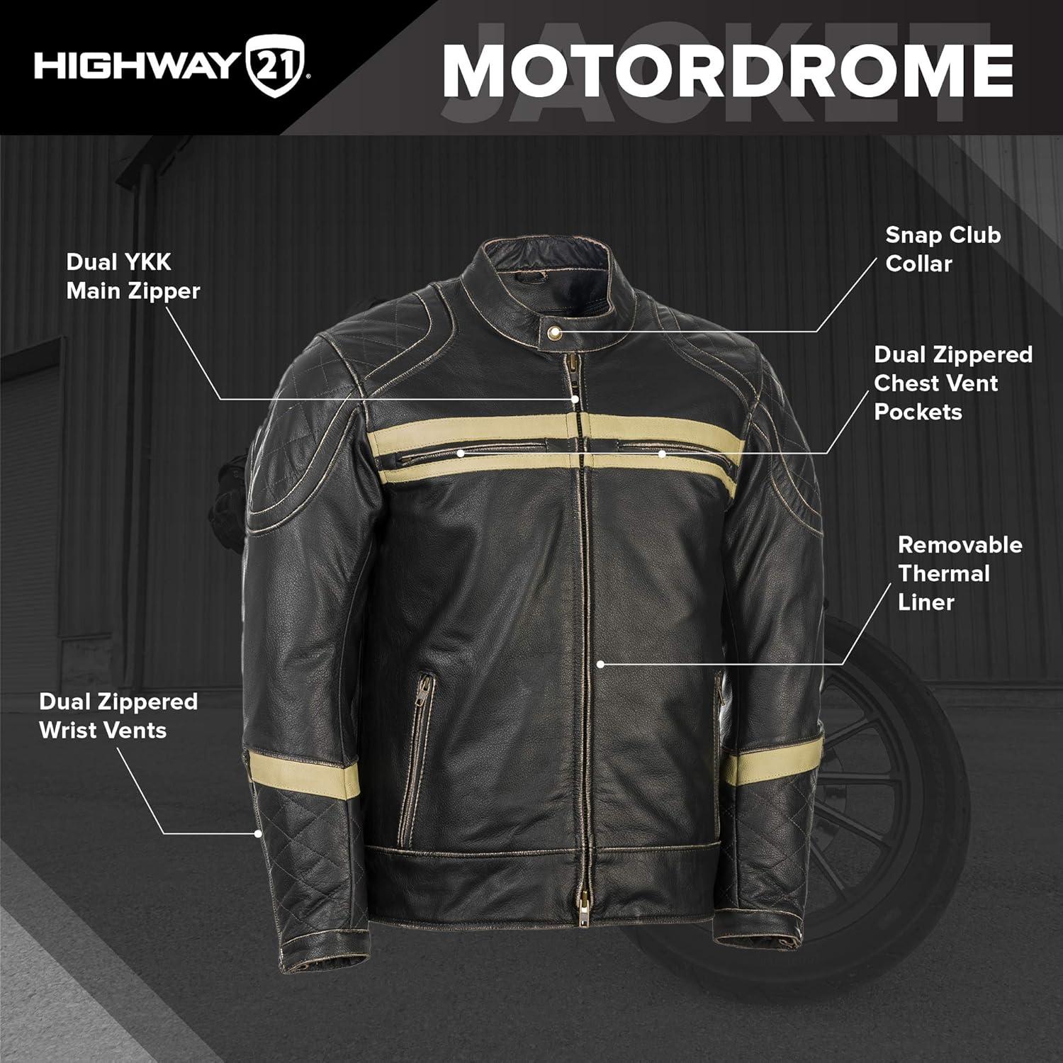 Chaqueta de Cuero para Motocicleta Highway 21 - 3X Grande Negra