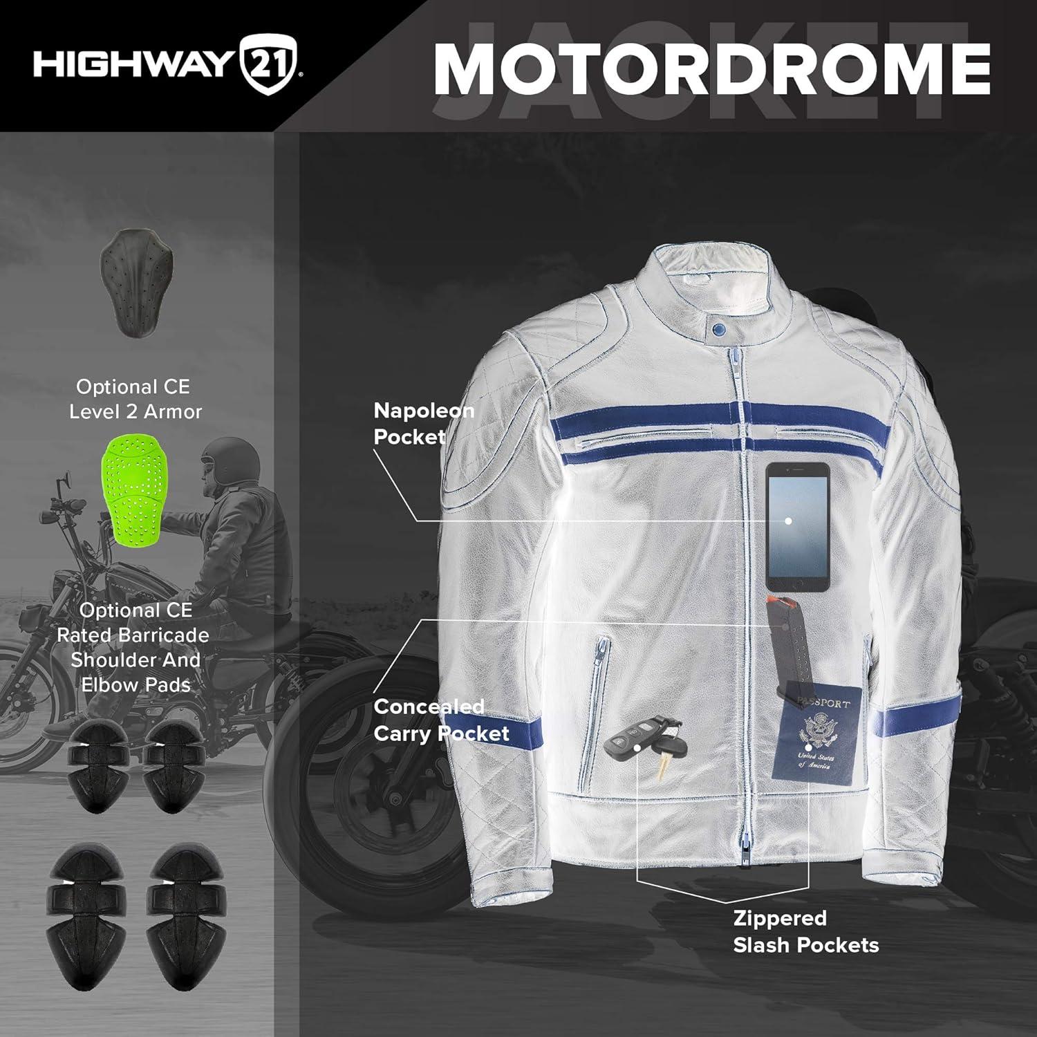 Chaqueta de Cuero para Motocicleta Highway 21 - 3X Grande Negra