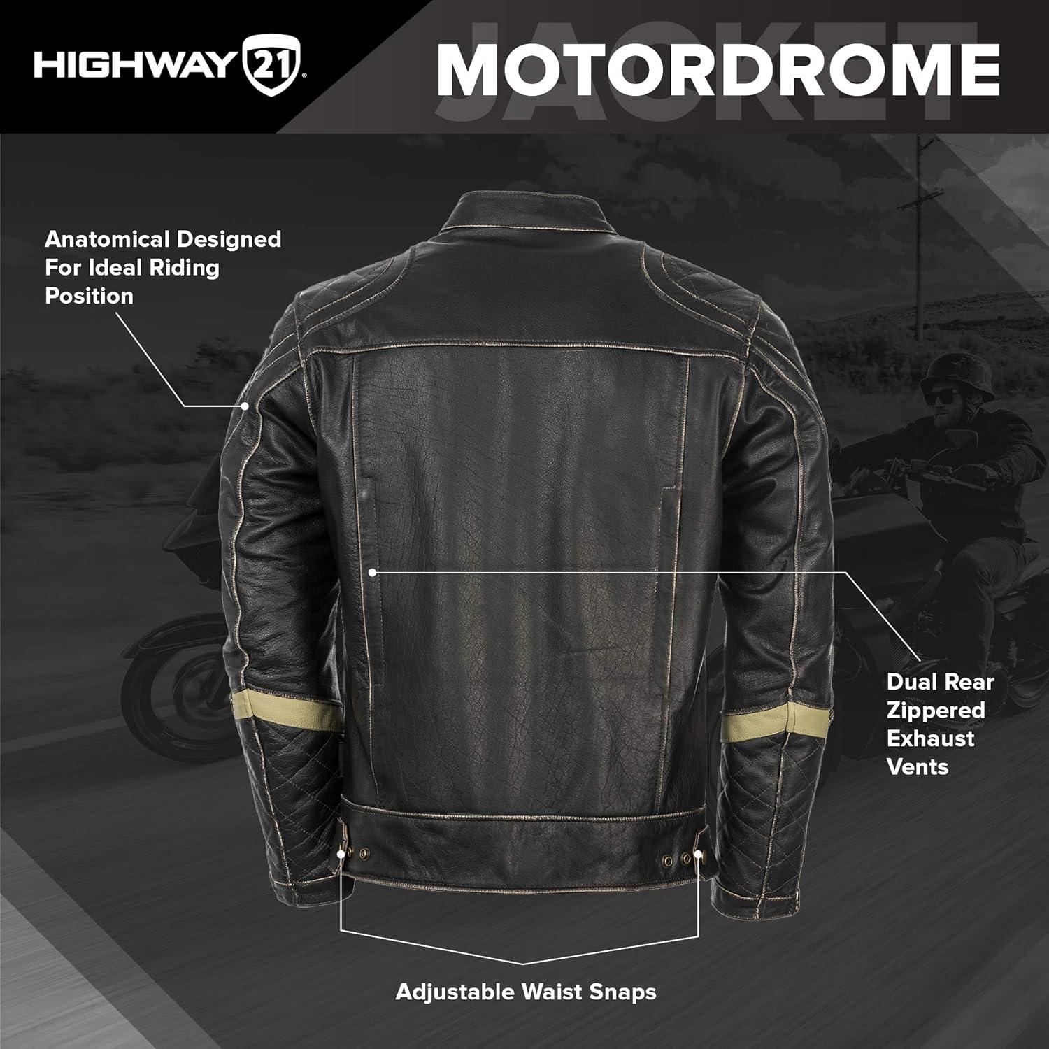 Chaqueta de Cuero para Motocicleta Highway 21 - 3X Grande Negra
