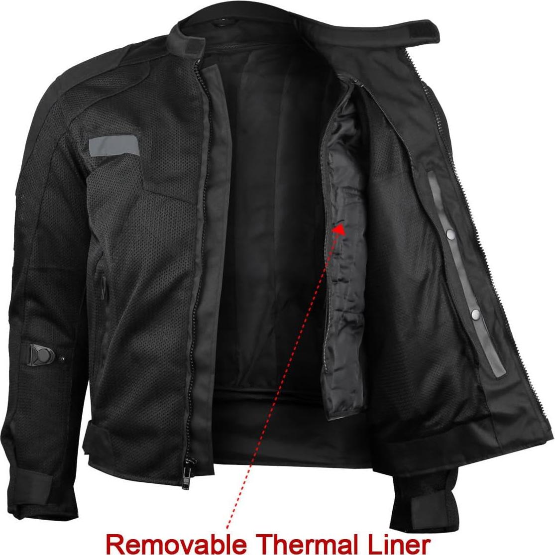 Chaqueta de motocicleta Vance Leather Malla Reflectante CE Negra