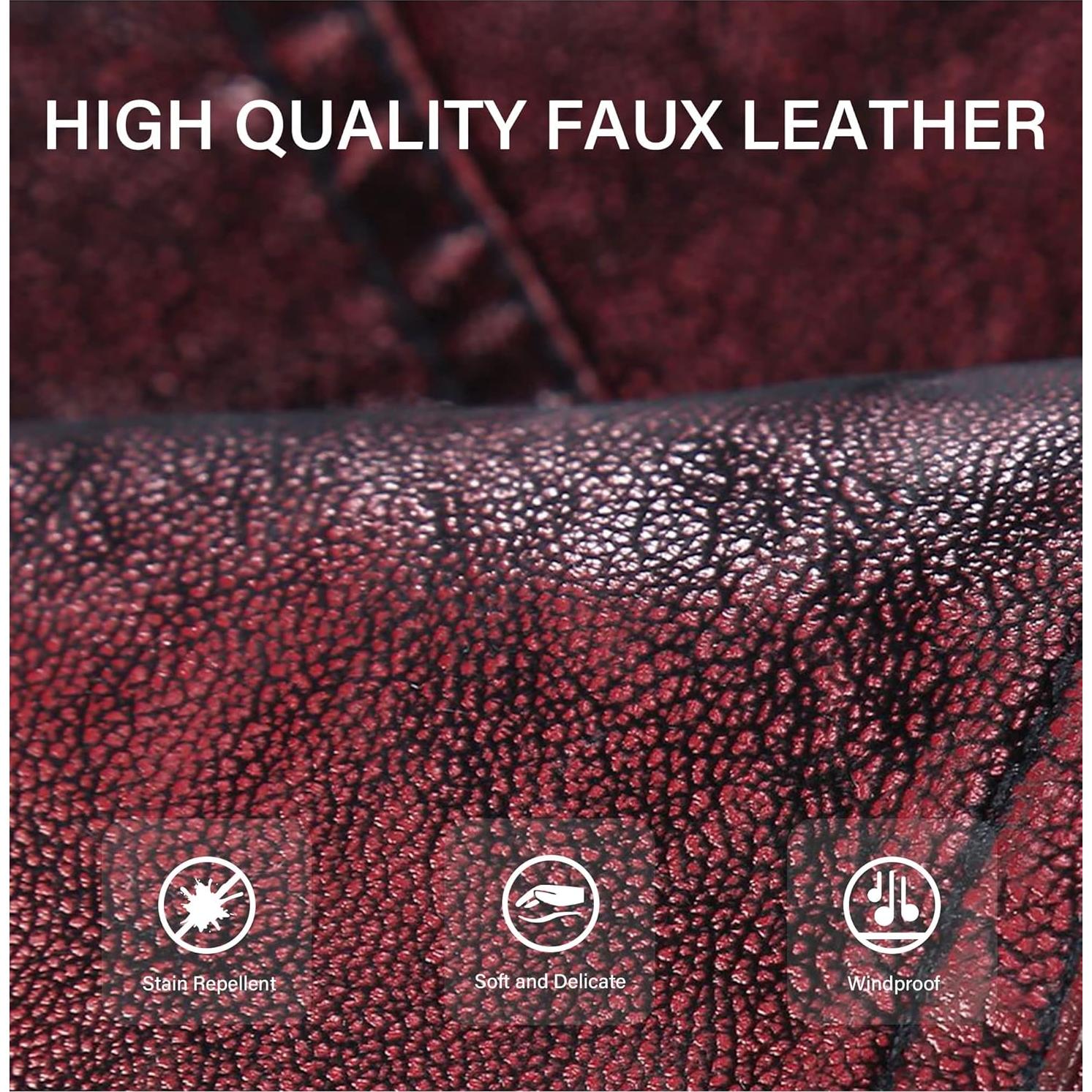 Chaqueta de Cuero Sintético para Mujeres Bellivera Vino Retro