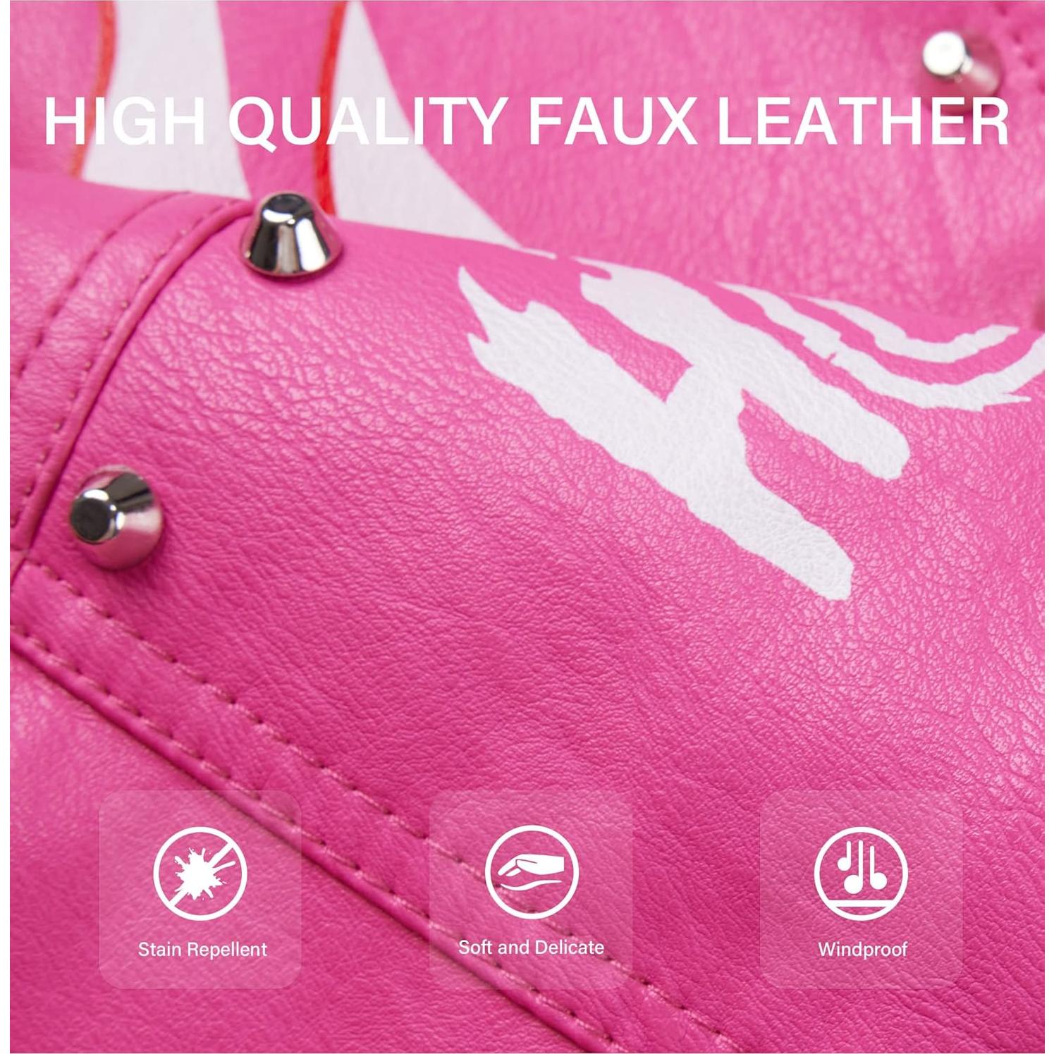 Chaqueta de Cuero Sintético Bellivera Mujer Rosa Negro Mediana