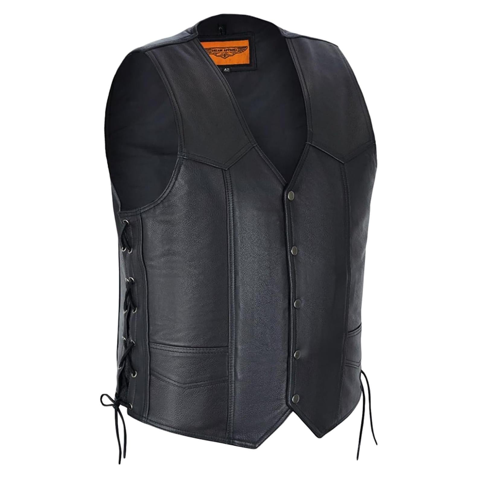 Chaleco de Cuero para Motocicleta Dream Apparel Negro 56