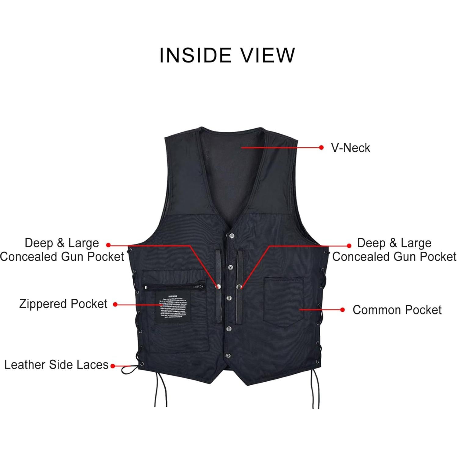 Chaleco de Cuero para Motocicleta Dream Apparel Negro 56