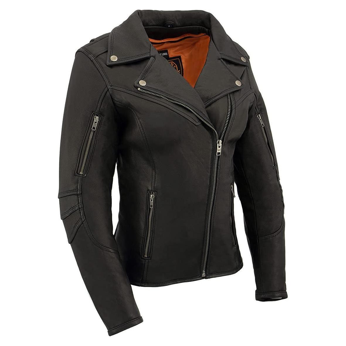 Chaqueta de Cuero Ligera para Mujeres Milwaukee Leather MLL2581 Negra