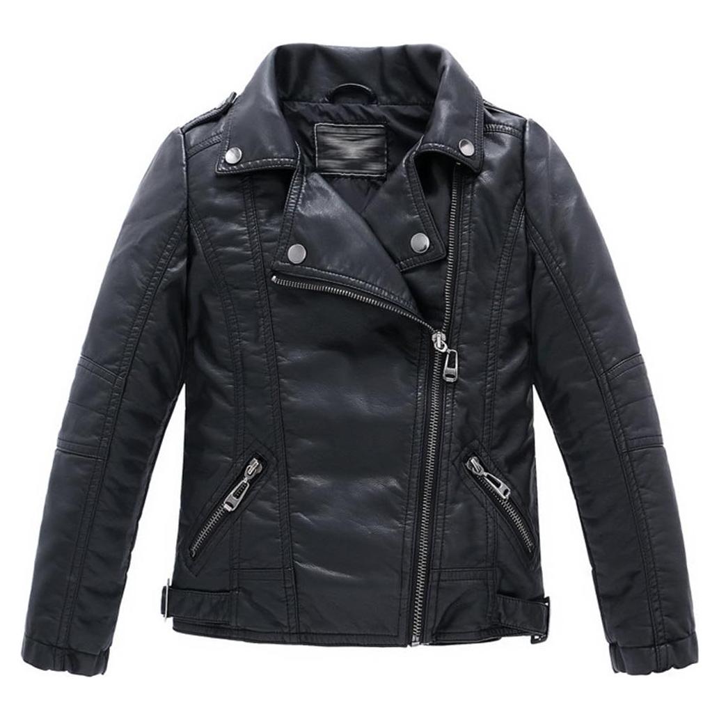 Chaqueta de Cuero Sintético LJYH para Niños 3-4T Negra