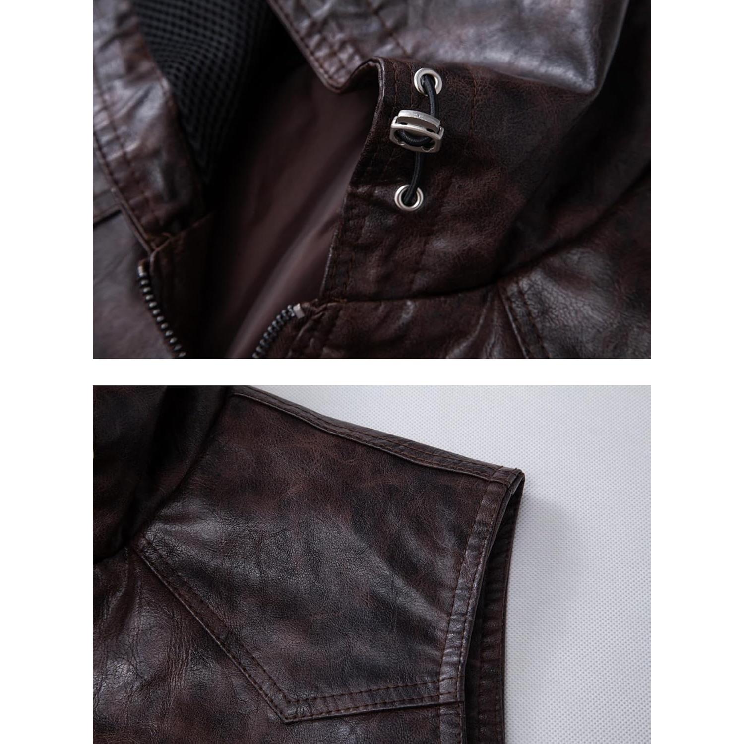 Chaleco de Cuero Sintético Vintage para Hombre FANARCHER