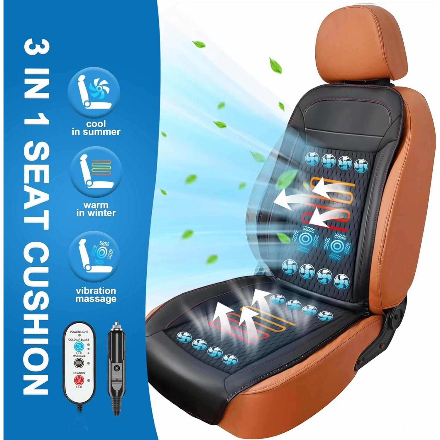 Cojín de Asiento de Coche Lodintech Refrigerante y Masaje 12V