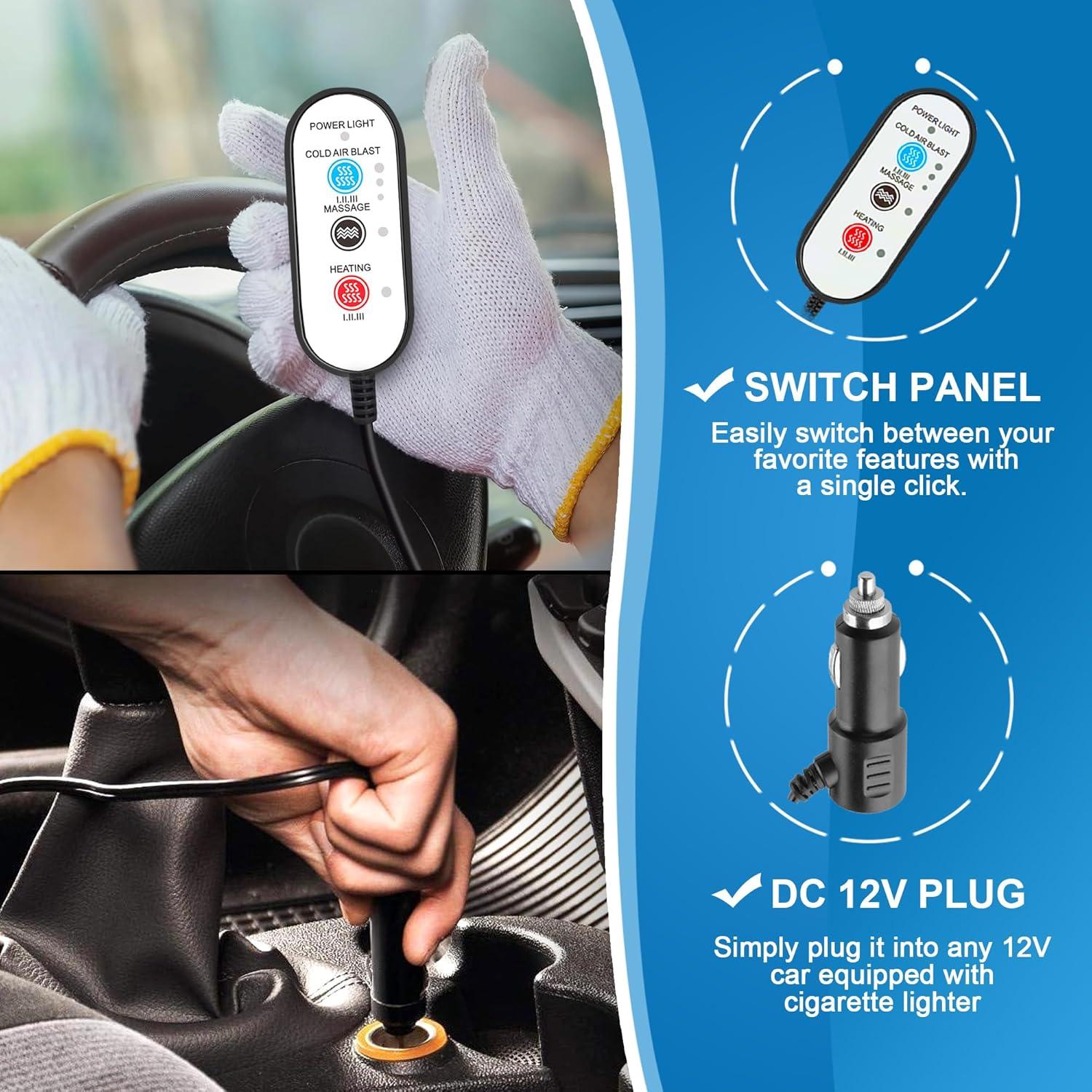 Cojín de Asiento de Coche Lodintech Refrigerante y Masaje 12V