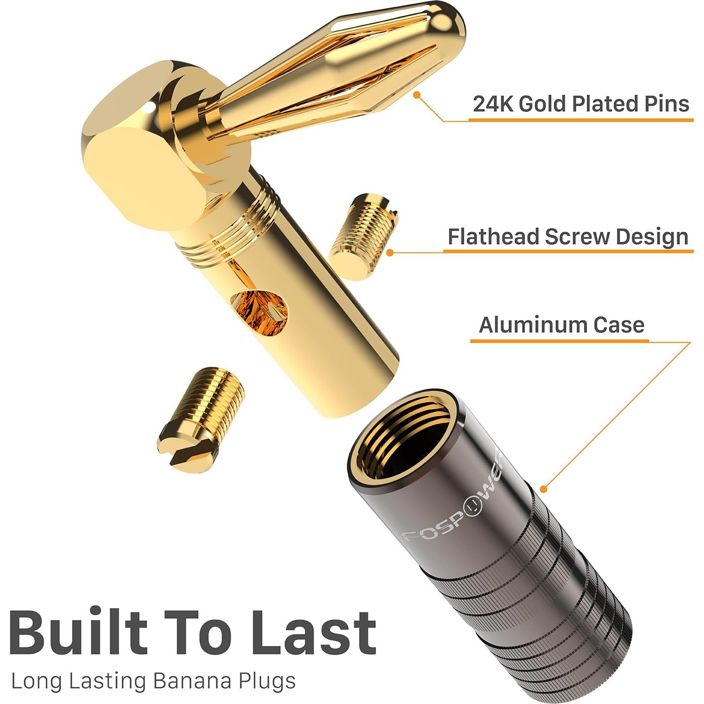 Conectores de Banana FosPower 12 Pares 24K Oro Audio